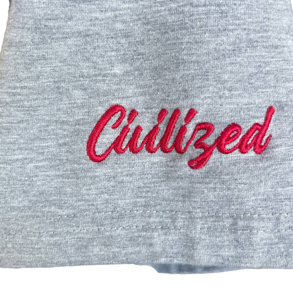 Civilized Shirt Mens Small Gray Embroidered Show No Love Short Sleeve - Picture 5 of 14